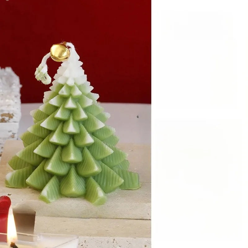 1pc Handmade Christmas Tree Soy Wax Candle with Bell Decor - 6 Hours Long Lasting, for Xmas Party Home Decor & Holiday Gift