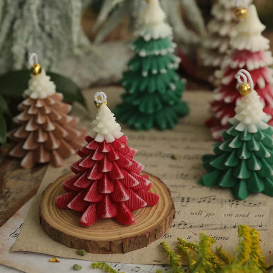 1pc Handmade Christmas Tree Soy Wax Candle with Bell Decor - 6 Hours Long Lasting, for Xmas Party Home Decor & Holiday Gift