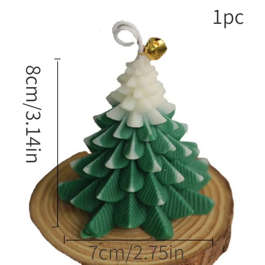 1pc Handmade Christmas Tree Soy Wax Candle with Bell Decor - 6 Hours Long Lasting, for Xmas Party Home Decor & Holiday Gift