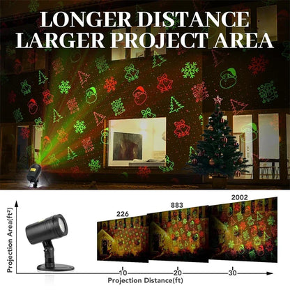 Christmas Laser Projector Lights 12 Patterns Moving Red Green Laser Light Outdoor Garden Starry Star Laser Lights Projector