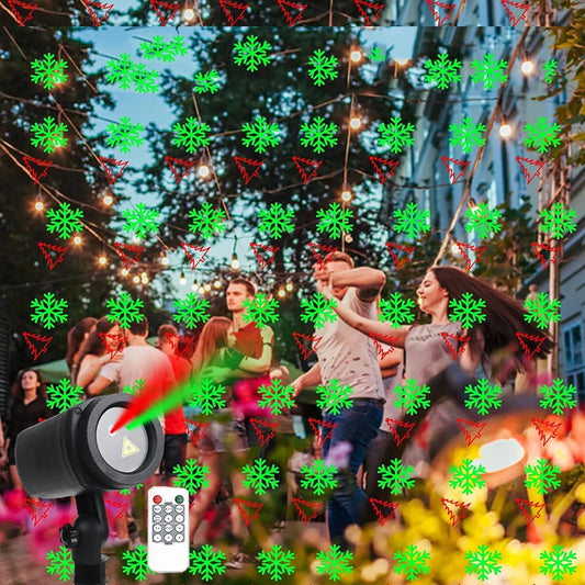 Christmas Laser Projector Lights 12 Patterns Moving Red Green Laser Light Outdoor Garden Starry Star Laser Lights Projector